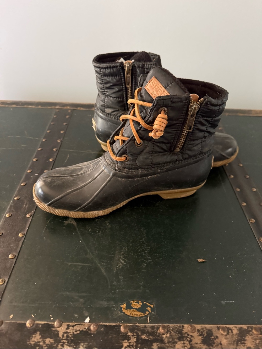 sperry top sider women Saltwater Duck Boots Black Quilt 6.5 - Picture 4 of 5